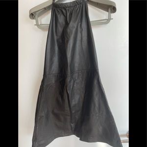 Mini leather halter dress